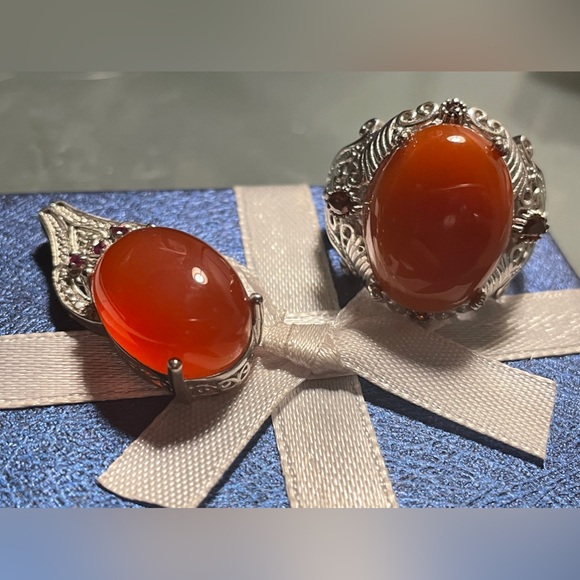 Huge Karis STS Red Agate Mozambique Cabochon Statement Ring Sz8 NWOT - Picture 9 of 10